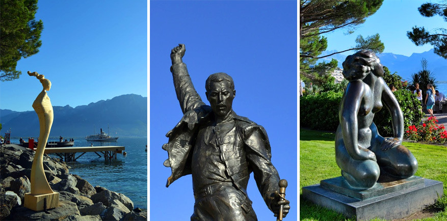 De oevers van het Lac Léman in Montreux staan vol prachtige kunstwerken, inclusief een beeld van Freddy Mercury