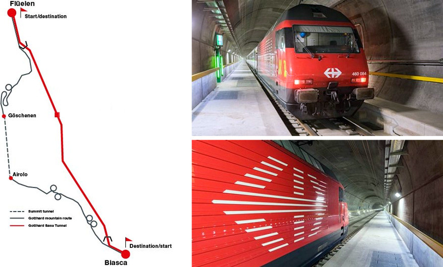 Het traject en hoe de tunnel met de trein er zal uitzien.