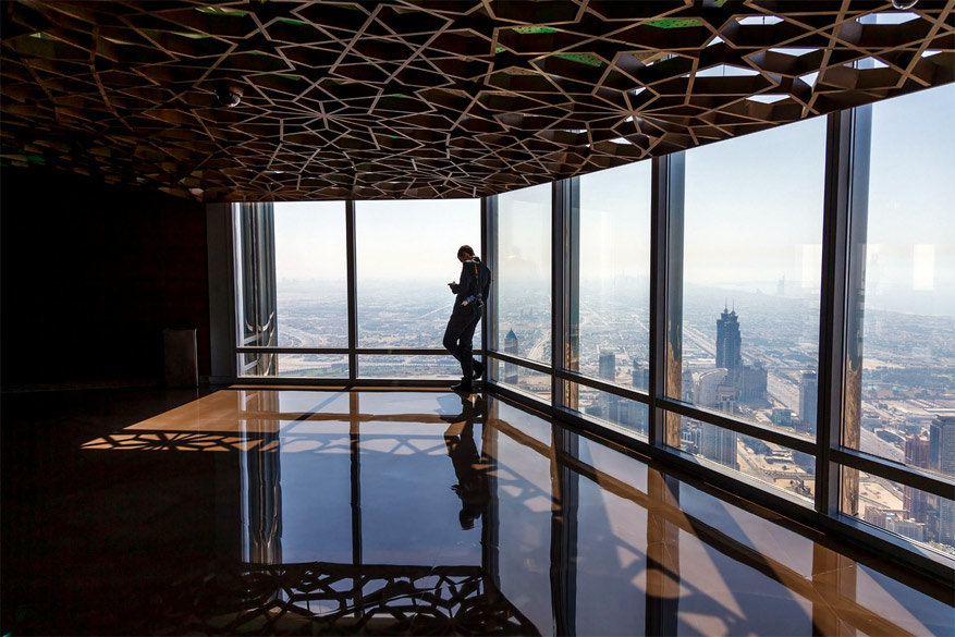 Het observatiedek van de Burj Khalifa in Dubai