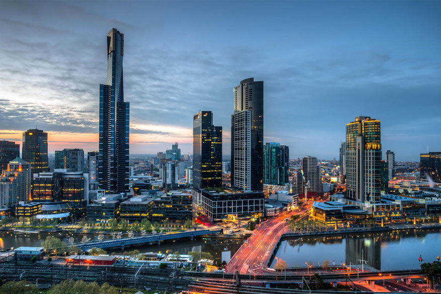 De skyline van Melbourne, dé stad voor lekkerbekken.