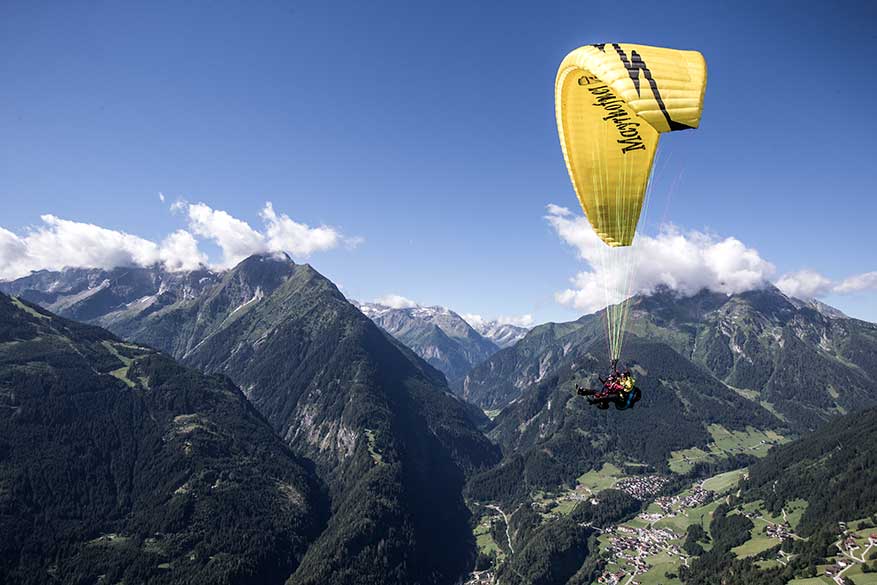 Zilltertal Mayrhofen Hippach zomer paragliden